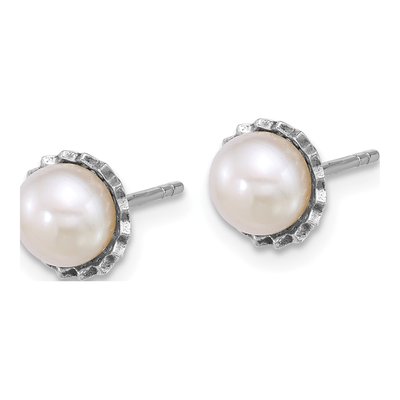 Sterling Silver Freshwater Cultured Pearl Button Stud Earrings – view 2