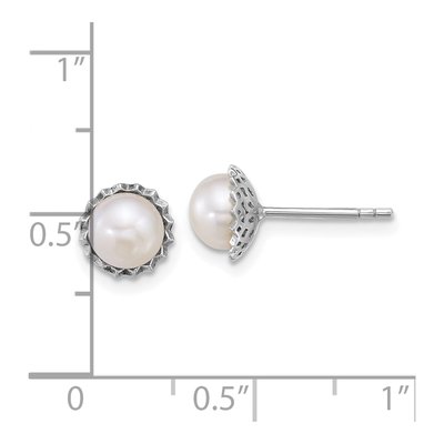 Sterling Silver Freshwater Cultured Pearl Button Stud Earrings – view 3