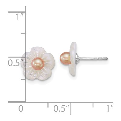 Pink Pearl Flower Post Earrings – view 3