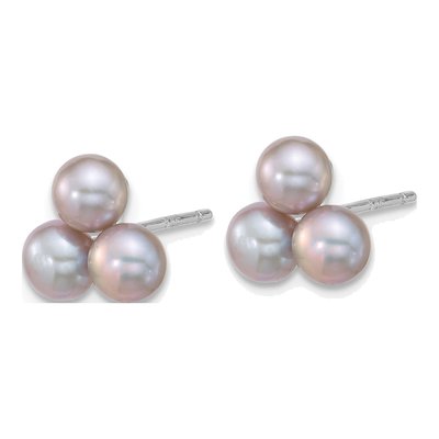 Sterling Silver Button Grey Freshwater Cultured Pearl Stud Earrings – view 2
