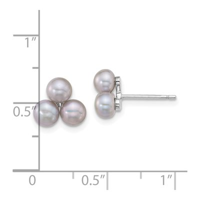Sterling Silver Button Grey Freshwater Cultured Pearl Stud Earrings – view 3