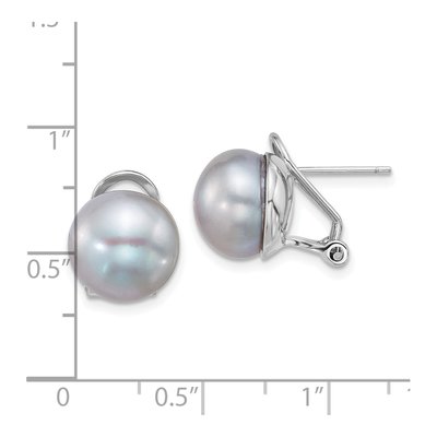 Sterling Silver Grey Freshwater Cultured Pearl Button Stud Earrings – view 3