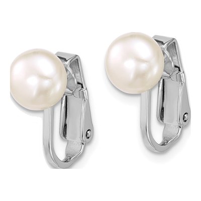 Sterling Silver Freshwater Cultured Pearl Non-Pierced Button Stud Earrings – view 2