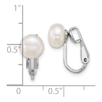 Sterling Silver Freshwater Cultured Pearl Non-Pierced Button Stud Earrings – view 3