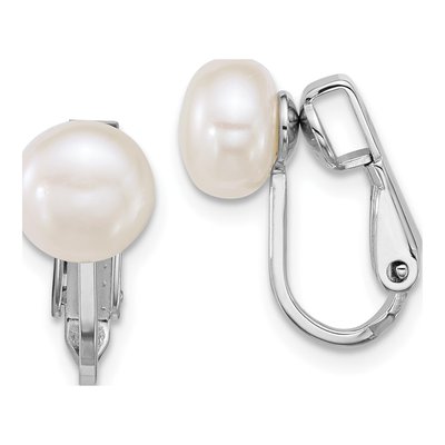 Sterling Silver Freshwater Cultured Pearl Non-Pierced Button Stud Earrings