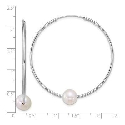 Sterling Silver 54mm Freshwater Cultured Pearl Endless Hoop Earrings – view 3