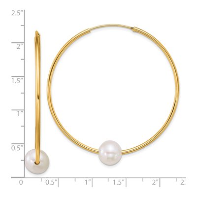 Gold-Plated Sterling Silver 44mm Freshwater Cultured Pearl Hoop Earrings – view 3