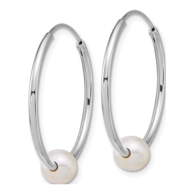 Sterling Silver 28mm Freshwater Cultured Pearl Endless Hoop Earrings – view 2