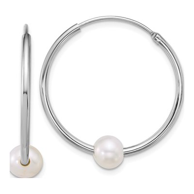 Sterling Silver 28mm Freshwater Cultured Pearl Endless Hoop Earrings