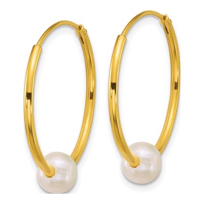 Gold-Plated Sterling Silver 28mm Freshwater Cultured Pearl Hoop Earrings – view 2