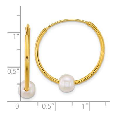 Gold-Plated Sterling Silver 28mm Freshwater Cultured Pearl Hoop Earrings – view 3