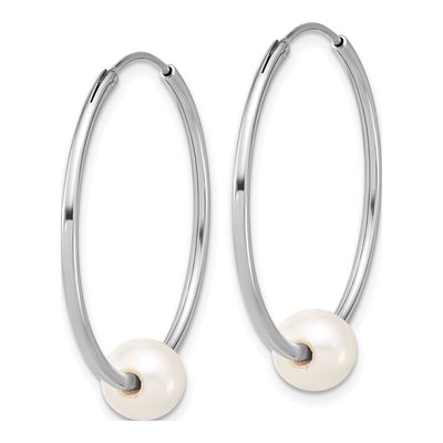 Sterling Silver 32mm Freshwater Cultured Pearl Endless Hoop Earrings – view 2