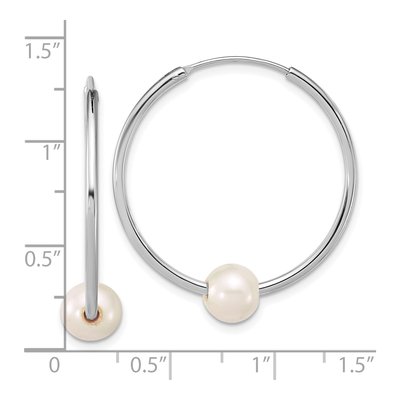 Sterling Silver 32mm Freshwater Cultured Pearl Endless Hoop Earrings – view 3
