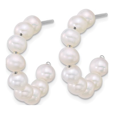 Sterling Silver 24mm Freshwater Cultured Pearl C- Hoop Earrings – view 2