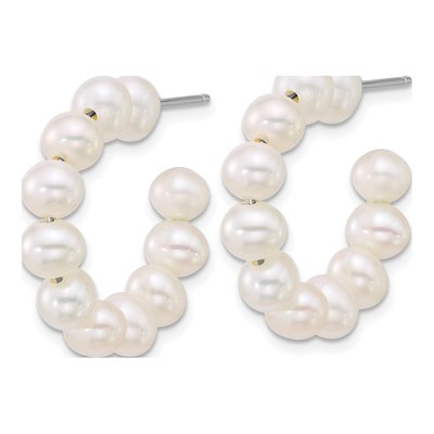 Sterling Silver 25mm Freshwater Cultured Pearl C- Hoop Earrings – view 2