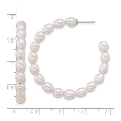 Sterling Silver 45mm Freshwater Cultured Pearl C- Hoop Earrings – view 3