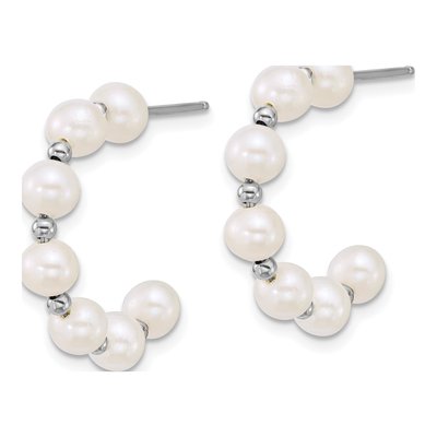 Sterling Silver 23mm Freshwater Cultured Pearl C- Hoop Earrings – view 2