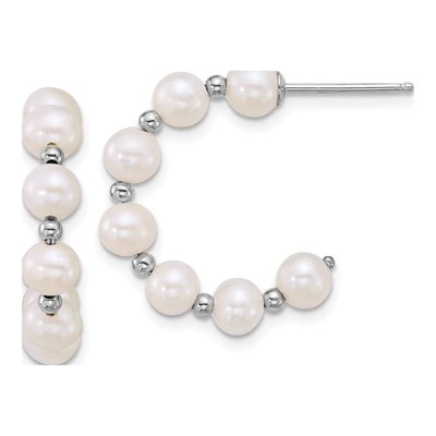 Sterling Silver 23mm Freshwater Cultured Pearl C- Hoop Earrings