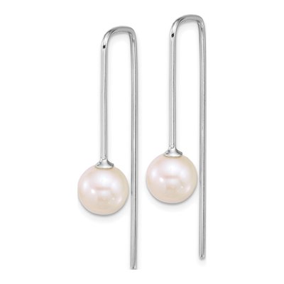 Sterling Silver Freshwater Cultured Pearl Threader Earrings – view 2