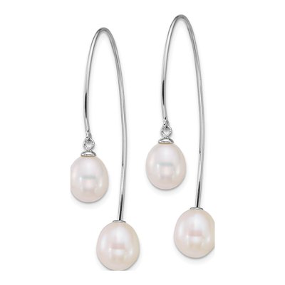 Sterling Silver Freshwater Cultured Pearl Threader Earrings – view 2