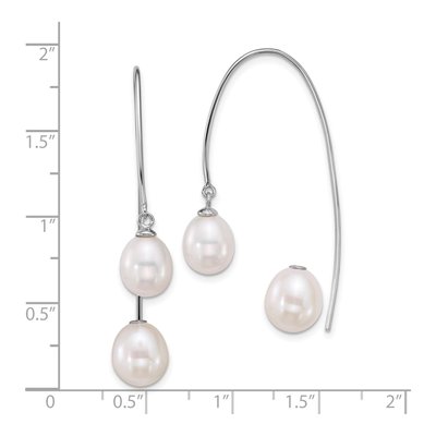 Sterling Silver Freshwater Cultured Pearl Threader Earrings – view 3