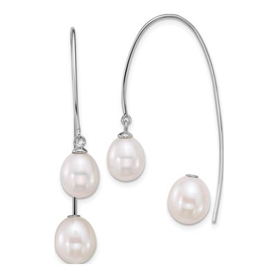 Sterling Silver Freshwater Cultured Pearl Threader Earrings