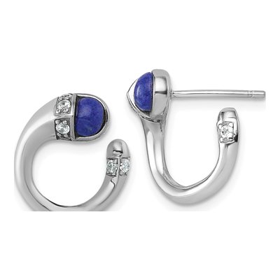 Sterling Silver CZ Cuff Dangle Earrings