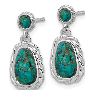 Sterling Silver Turquoise Cabochon Dangle Earrings – view 3