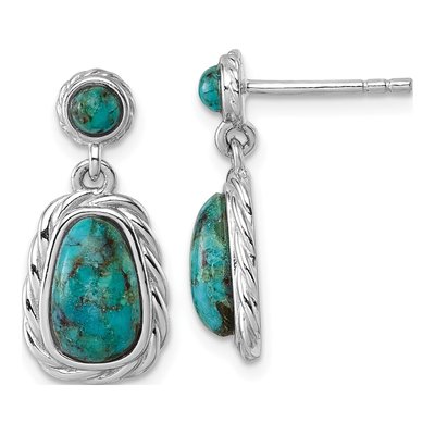 Sterling Silver Turquoise Cabochon Dangle Earrings