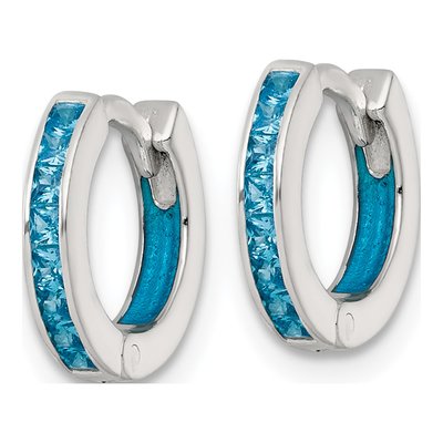 Sterling Silver 12mm CZ Inside-Out Hoop Earrings – view 3