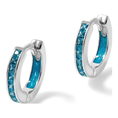 Sterling Silver 12mm CZ Inside-Out Hoop Earrings – view 5