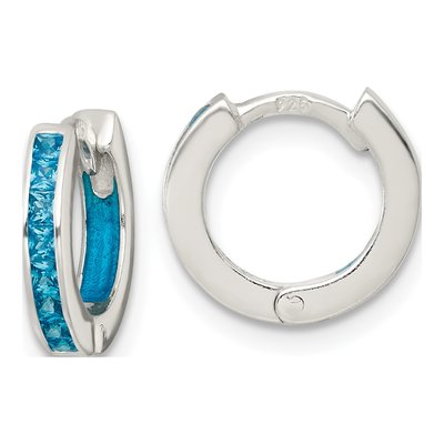 Sterling Silver 12mm CZ Inside-Out Hoop Earrings