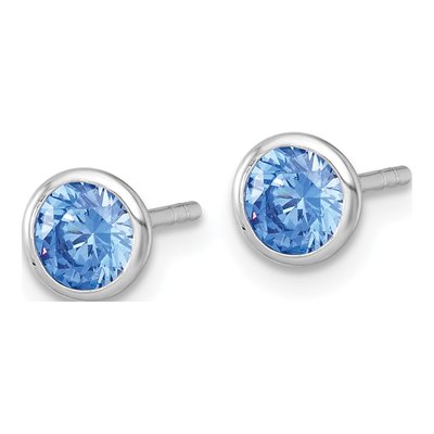 Sterling Silver Round CZ Stud Earrings – view 3