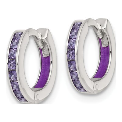 Sterling Silver 12mm CZ Inside-Out Hoop Earrings – view 3