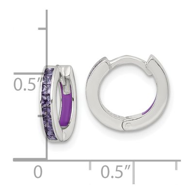 Sterling Silver 12mm CZ Inside-Out Hoop Earrings – view 4