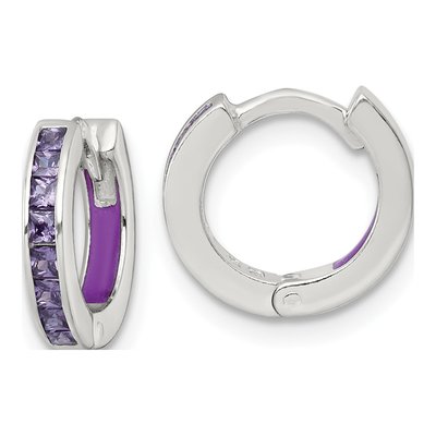 Sterling Silver 12mm CZ Inside-Out Hoop Earrings