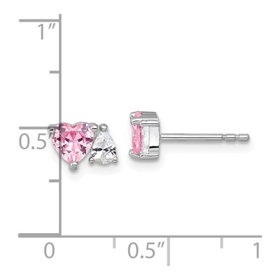 Sterling Silver CZ Heart Stud Earrings – view 4