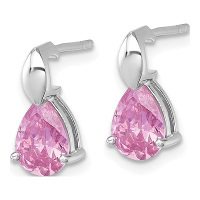 Sterling Silver CZ Pear Teardrop Stud Earrings – view 3