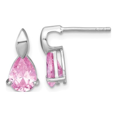 Sterling Silver CZ Pear Teardrop Stud Earrings