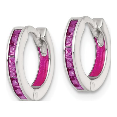 Sterling Silver 12mm CZ Enamel Hoop Earrings – view 3