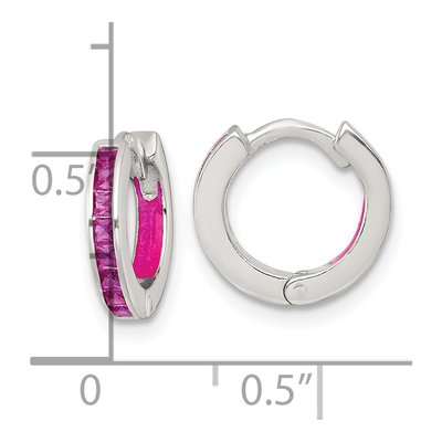 Sterling Silver 12mm CZ Enamel Hoop Earrings – view 4