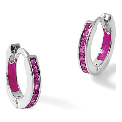 Sterling Silver 12mm CZ Enamel Hoop Earrings – view 5