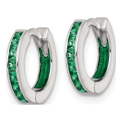 Sterling Silver 12mm CZ Enamel Hoop Earrings – view 3