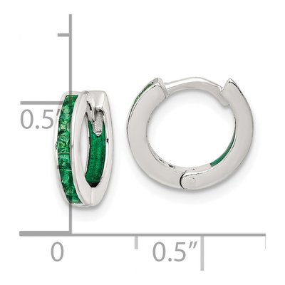 Sterling Silver 12mm CZ Enamel Hoop Earrings – view 4