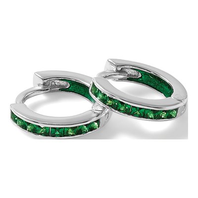 Sterling Silver 12mm CZ Enamel Hoop Earrings – view 5