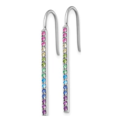 Sterling Silver Crystal Rainbow Bar Dangle Earrings – view 3