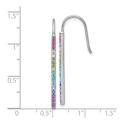 Sterling Silver Crystal Rainbow Bar Dangle Earrings – view 4