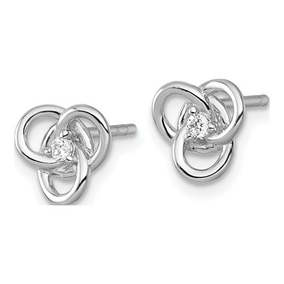 Sterling Silver Round CZ Trinity Knot Stud Earrings – view 3
