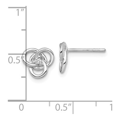 Sterling Silver Round CZ Trinity Knot Stud Earrings – view 4