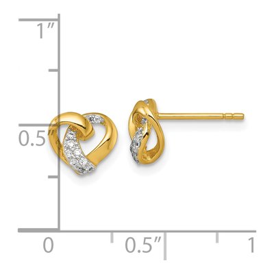 Gold-Plated Sterling Silver Round CZ Love Knot Heart Stud Earrings – view 4